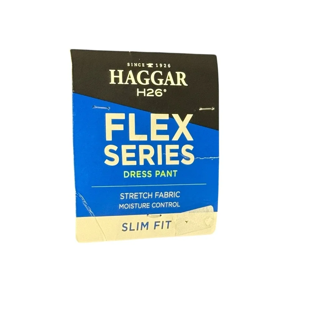 Haggar Mens Pants Slim Fit H26 Flex Series Active Flex Waist Blue 28x30 NWT